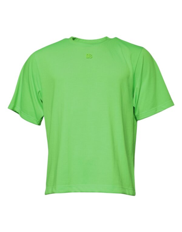 Green Logo Polyester Crew Neck T-shirt