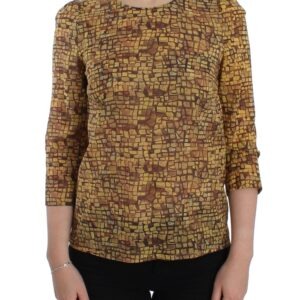Multicolor Mosaic Print Silk Blouse T-shirt