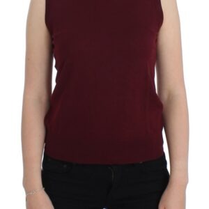 Red Sleeveless Crewneck Vest Pullover