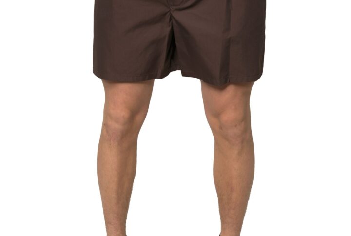 Brown Cotton Blend Men Mid Waist Shorts | Jag Couture London – New York