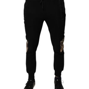 Black Leopard Slim Fit Jogger Pants