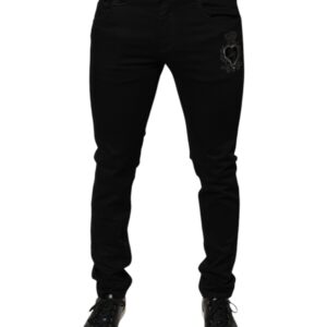 Black DG Crown Logo Cotton Skinny Denim Jeans