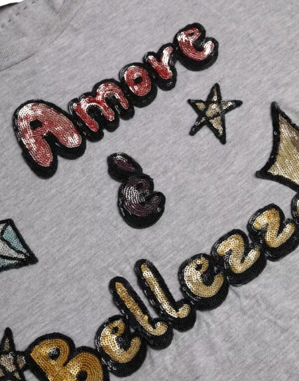 Gray Cotton L’Amore E’Bellezza Top T-shirt