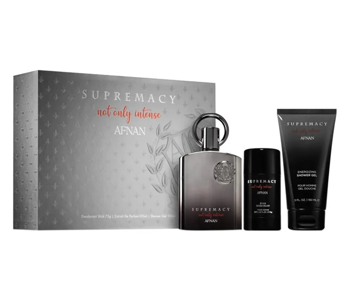 Afnan Supremacy Not Only Intense Eau De Parfum 100ml Spray Gel De Baño 100ml Desodorante Stick 75ml - Jag Couture London