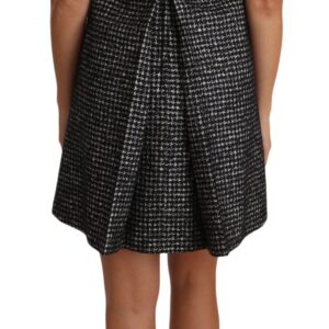 Gray Houndstooth Floral Appliqué Shift Mini Dress