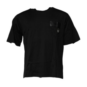 Black Logo Patch Cotton Crew Neck T-shirt