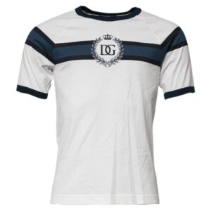 White Logo Print Cotton Men Crew Neck T-shirt