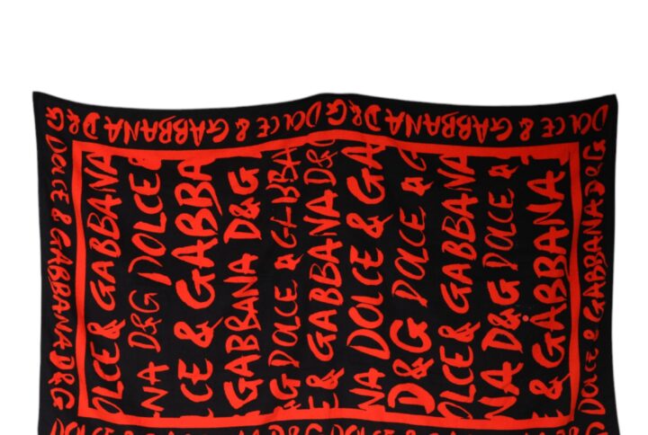 Black Red Logo Print Cotton Beach Towel | Jag Couture London – New York