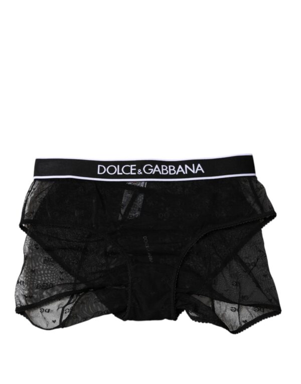 Black Tulle Nylon Mid Waist Panty Underwear