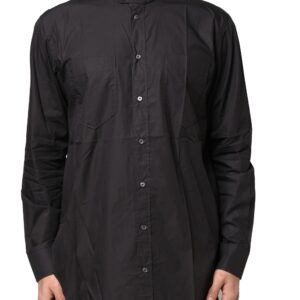 Black Cotton Button Down Men Casual Shirt