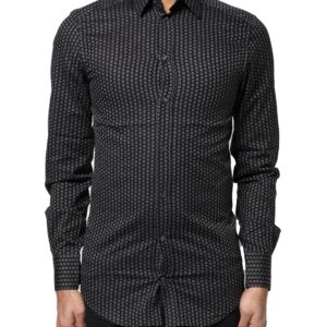 Black GOLD Patterned Cotton Men Dress Shirt