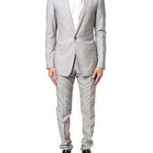 Light Gray Wool GOLD 2 Piece Formal Suit