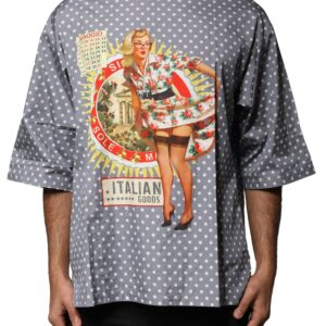 Gray Polka Dot Pin-Up Print Crew Neck T-shirt