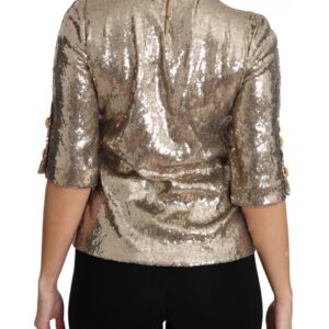 Gold Sequined Parrot Crystal Blouse