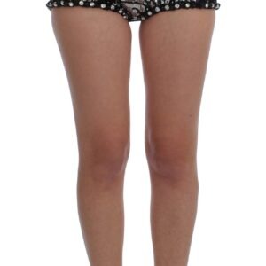 Black Crystal Sequined Mini Shorts