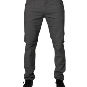 Gray Cotton Stretch Skinny Denim Jeans - Jag Couture London