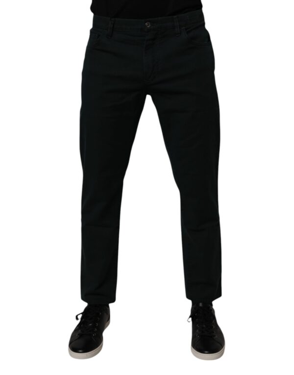 Dark Green Cotton Loose Men Denim Jeans