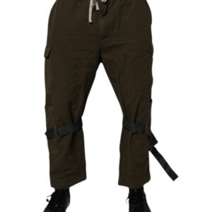 Brown Cotton Stretch Cargo Pants - Jag Couture London