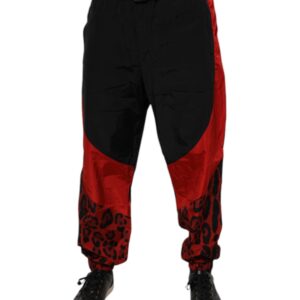 Black Red Leopard Jogger Sweatpants Pants - Jag Couture London