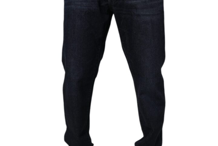 Dark Blue Cotton Stretch Skinny Denim Jeans - Jag Couture London