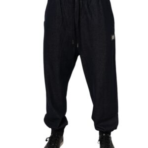 Black Jacquard Cotton Jogger Sweatpants Pants - Jag Couture London