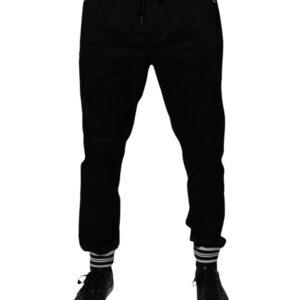 Black Cotton Stretch Jogger Sweatpants Pants