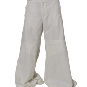 White Mid Waist Wide Leg Pants