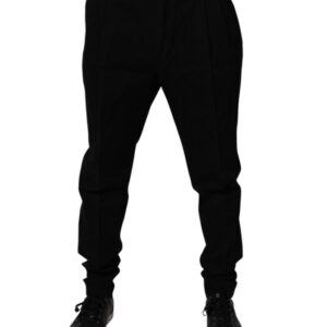 Black Cotton Stretch Skinny Pants