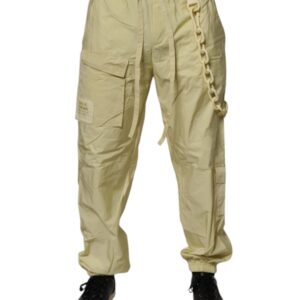 Yellow Nylon Cargo Chain Men Jogger Pants