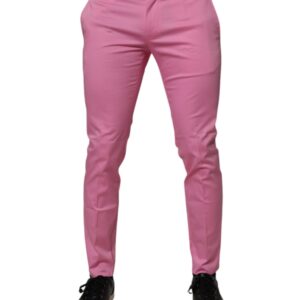 Pink Cotton Slim Fit Men Dress Formal Pants