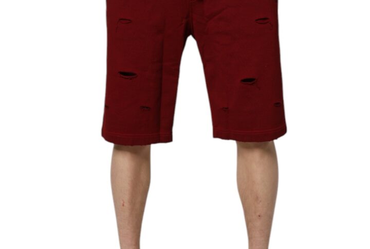 Maroon Rip Style Bermuda Sweatshorts Shorts | Jag Couture London – New York