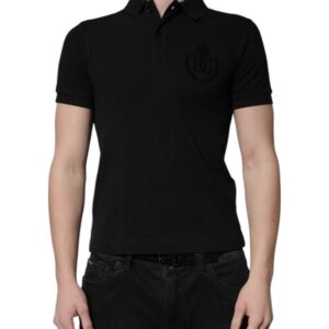 Black Cotton DG Logo Collared Polo T-shirt