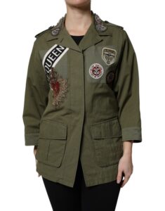 Military Green Queen Embellished Coat Jacket