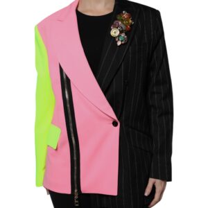 Multicolor Patchwork Embellished Coat Jacket - Jag Couture London