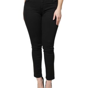 Black Cotton High Waist Skinny Denim Jeans