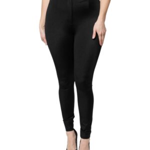 Black Nylon High Waist Slim Fit Pants