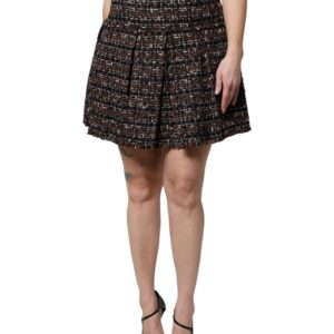 Multicolor High Waist Tartan Tweed Mini Skirt - Jag Couture London