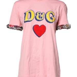 Pink Logo Print Cotton Crew Neck Tee T-shirt - Jag Couture London