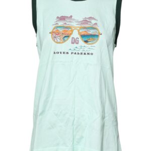 Light Green Graphic Print Sleeveless Tank T-shirt - Jag Couture London