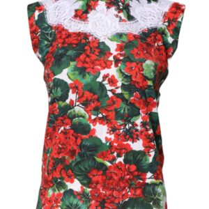 Multicolor Floral Lace Sleeveless Tank Top - Jag Couture London
