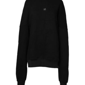 Black Cotton Crew Neck Sweatshirt Sweater - Jag Couture London