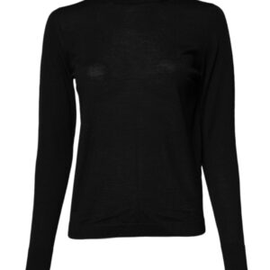 Black Wool Knit Crew Neck Pullover Sweater - Jag Couture London