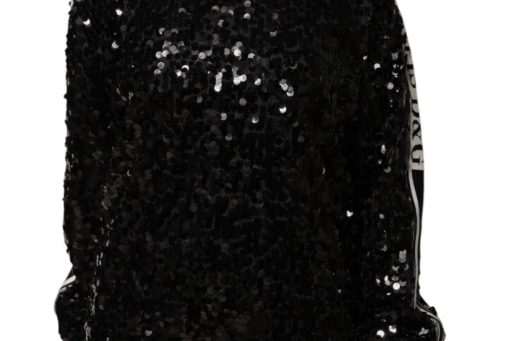 Black DG Queen Sequin Pullover Sweater - Jag Couture London