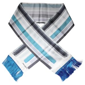 Multicolor Stripes Silk Fringes Neck Foulard Scarf
