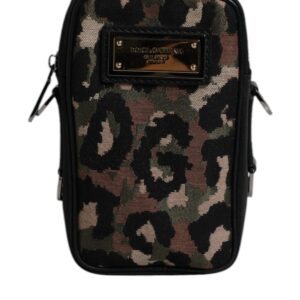 Multicolor Leopard Jacquard Logo Plaque Neck Strap Bag - Jag Couture London