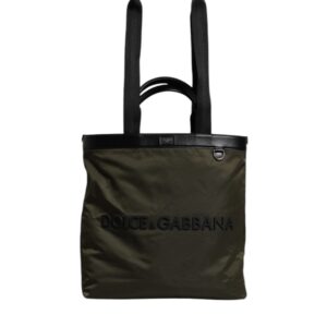 Military Green Nylon Shoulder Strap Tote Bag - Jag Couture London