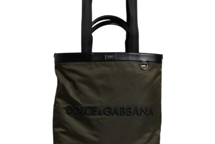 Military Green Nylon Shoulder Strap Tote Bag - Jag Couture London