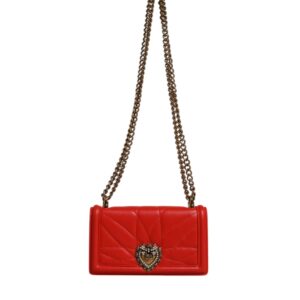 Red Quilted Devotion Crossbody Chain Phone Cover Bag - Jag Couture London