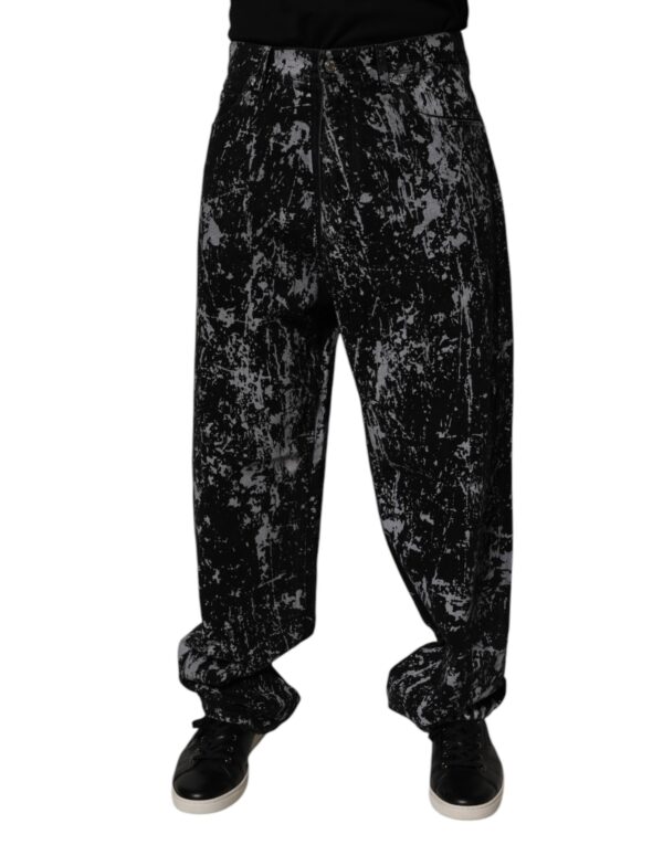 Dark Gray Tie Dye Cotton Straight Men Denim Jeans
