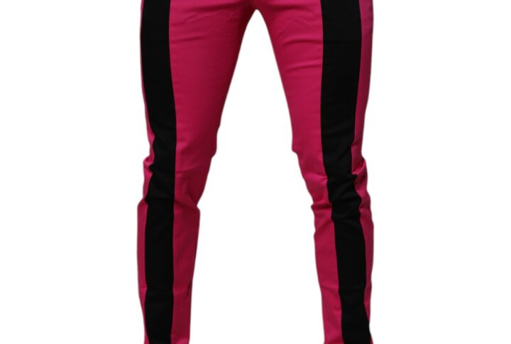 Pink Black Stripe Slim Fit Men Dress Pants - Jag Couture London